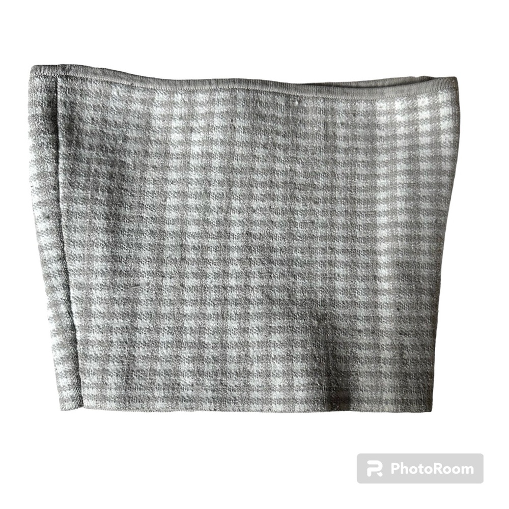 Babaton Aritizia Gray Plaid Sculpt Knit Tube Top Size XS